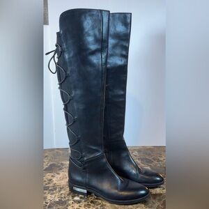 Vince Camuto Parle Stretch Black Leather Knee High Boot Women’s